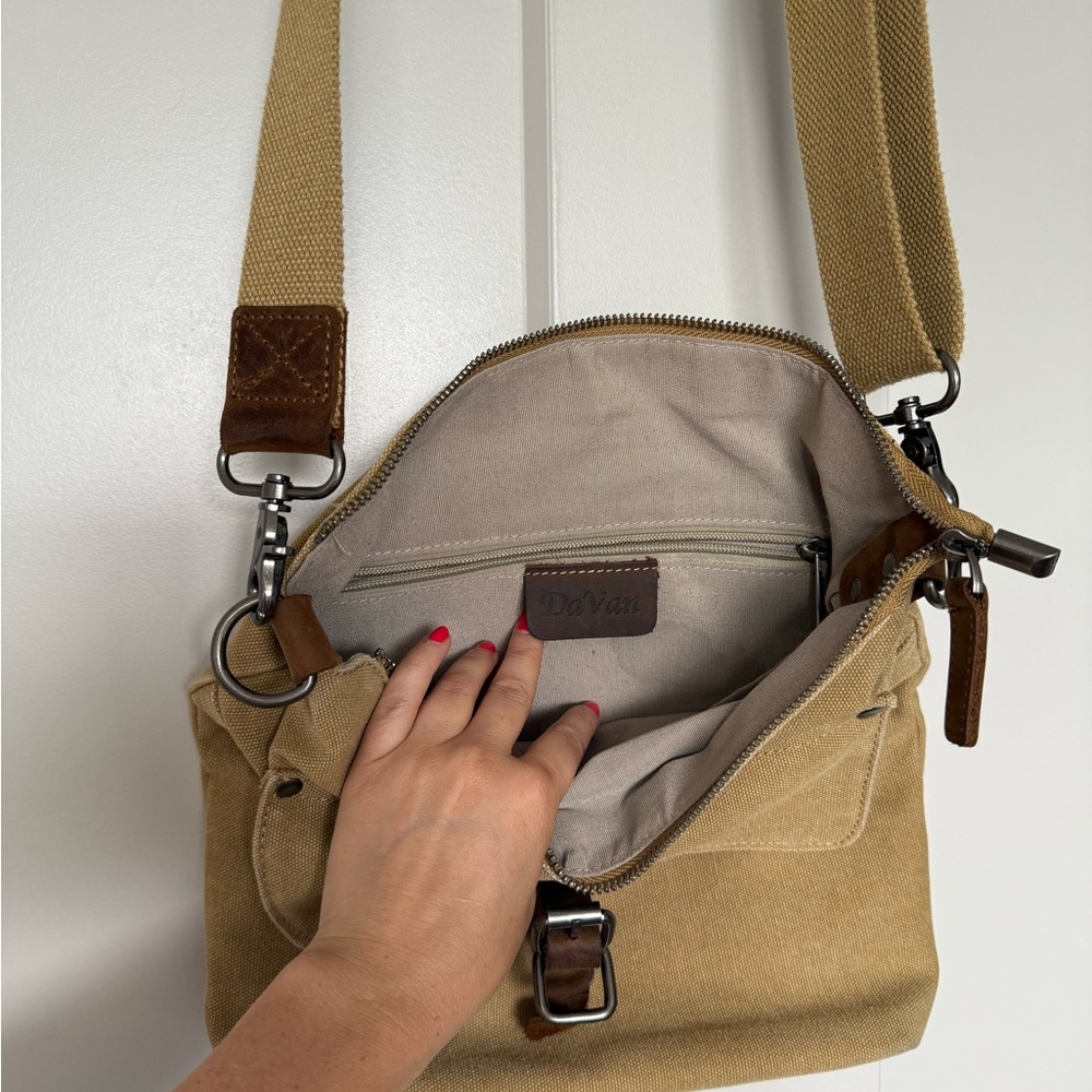 Davan Tan And Leather Canvas Crossbody Bag - image 6